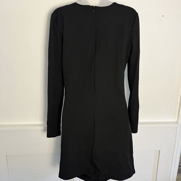 Zara Dress Womens Large Black Long Sleeve Ruched Mini Elegant Party Stretchy - Picture 2 of 8